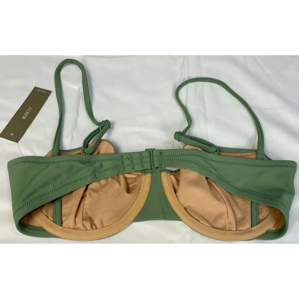 NWT J. Crew Green Balconette Underwire Bikini Top Womens Size 32B BX612 Swimsuit